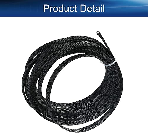 Miniatura 4 de Bettomshin 1 funda de organización de cables de 16.4 pies (16.4 ft), protector de cable negro PET de 3/8 pulgadas de ancho, tubo de telar de alambre
