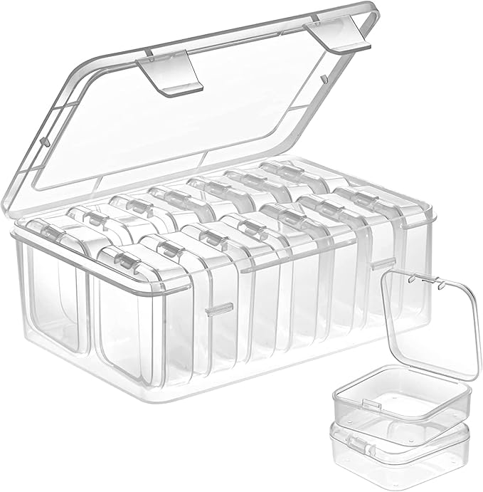 Small Storage Boxes, 14pcs Inner Bead Organizers Mini Clear Bead