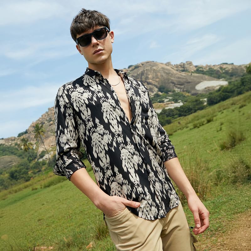 Image of CAHOOT Men's Shirt for Casual Wear | Spread Collar | Long Cuffed Sleeves | Button Closure | Shirt Crafted with Comfort Fit for Everyday Wear
