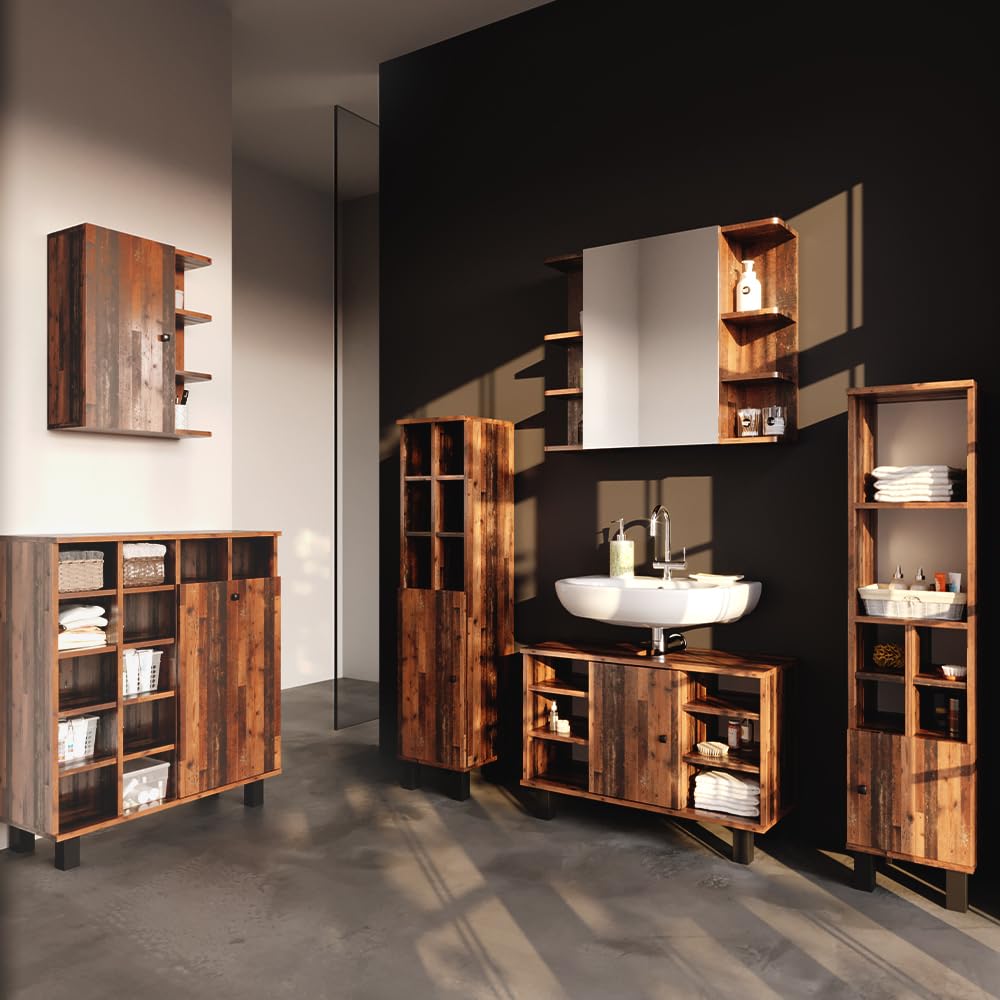 Vicco Badschrank Fynn, Eiche rustikal, 78.4 x 91.6 cm