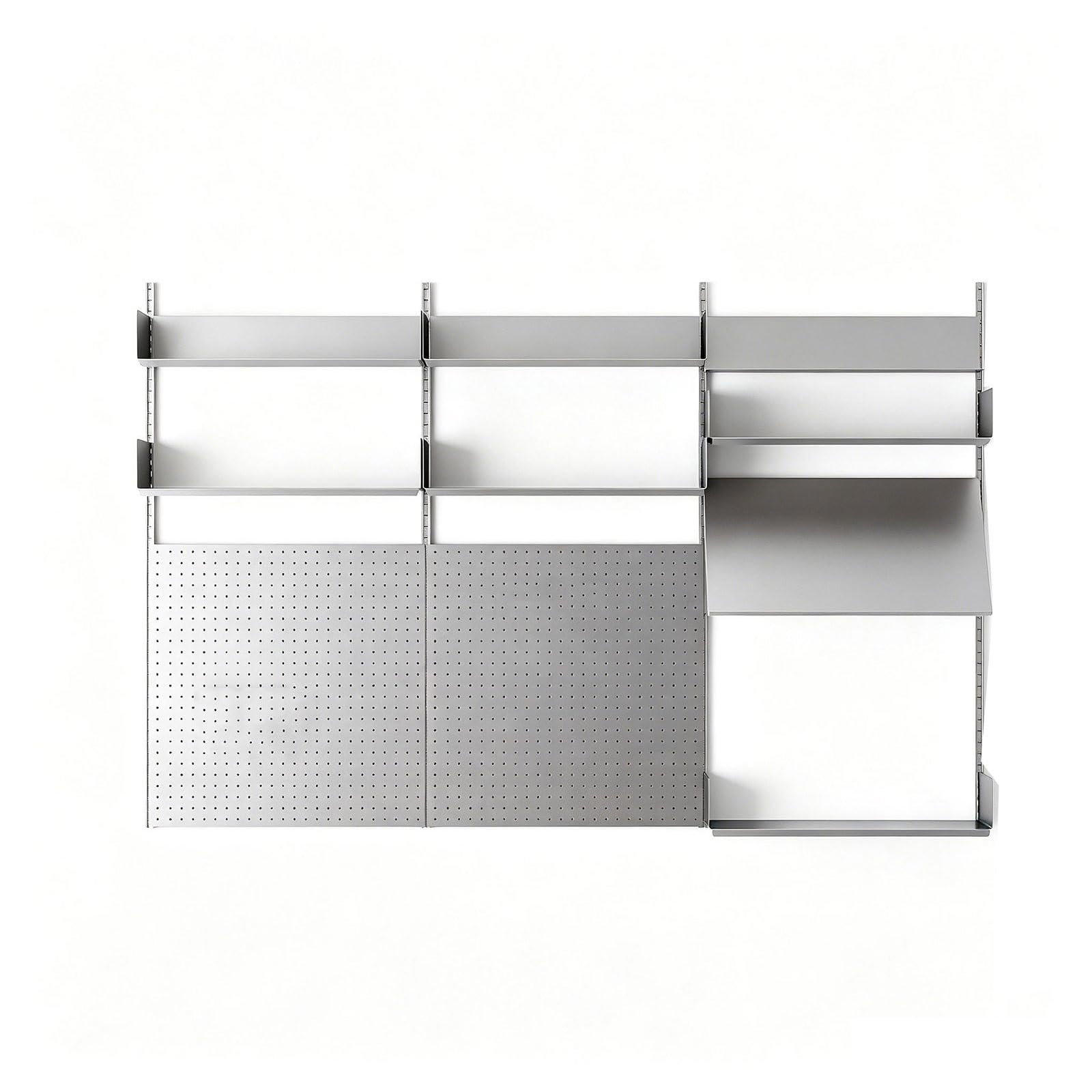 Panel Perforado Oficina Pared Acero Inoxidable Metal Pegboard Wall Organizer Altura de Estante Ajustable Organizador Cocina Capacidad de Carga Del Estante 50Kg