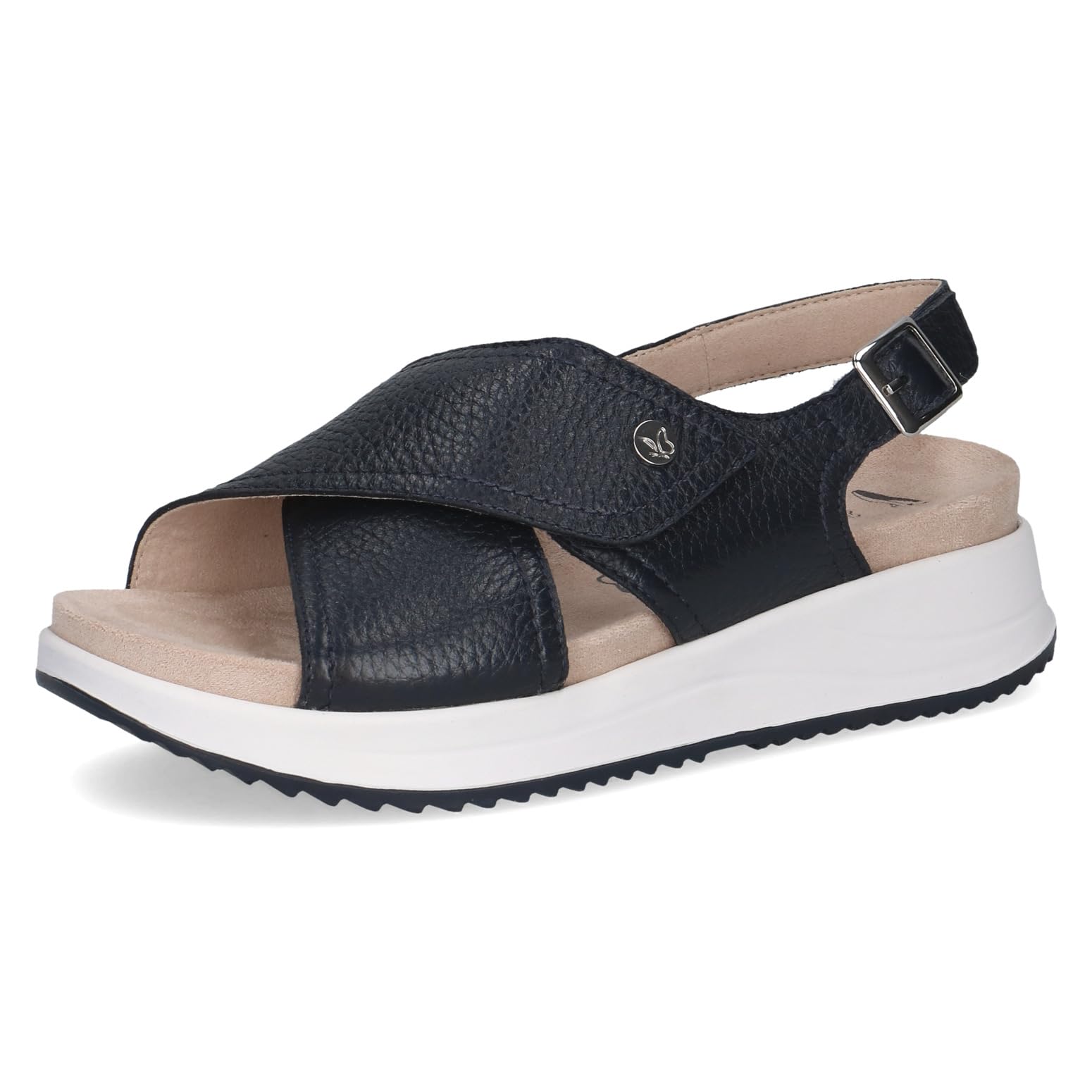 Caprice women's flat sandal in leather, Blue (OCEAN DEER), 7.5 UK