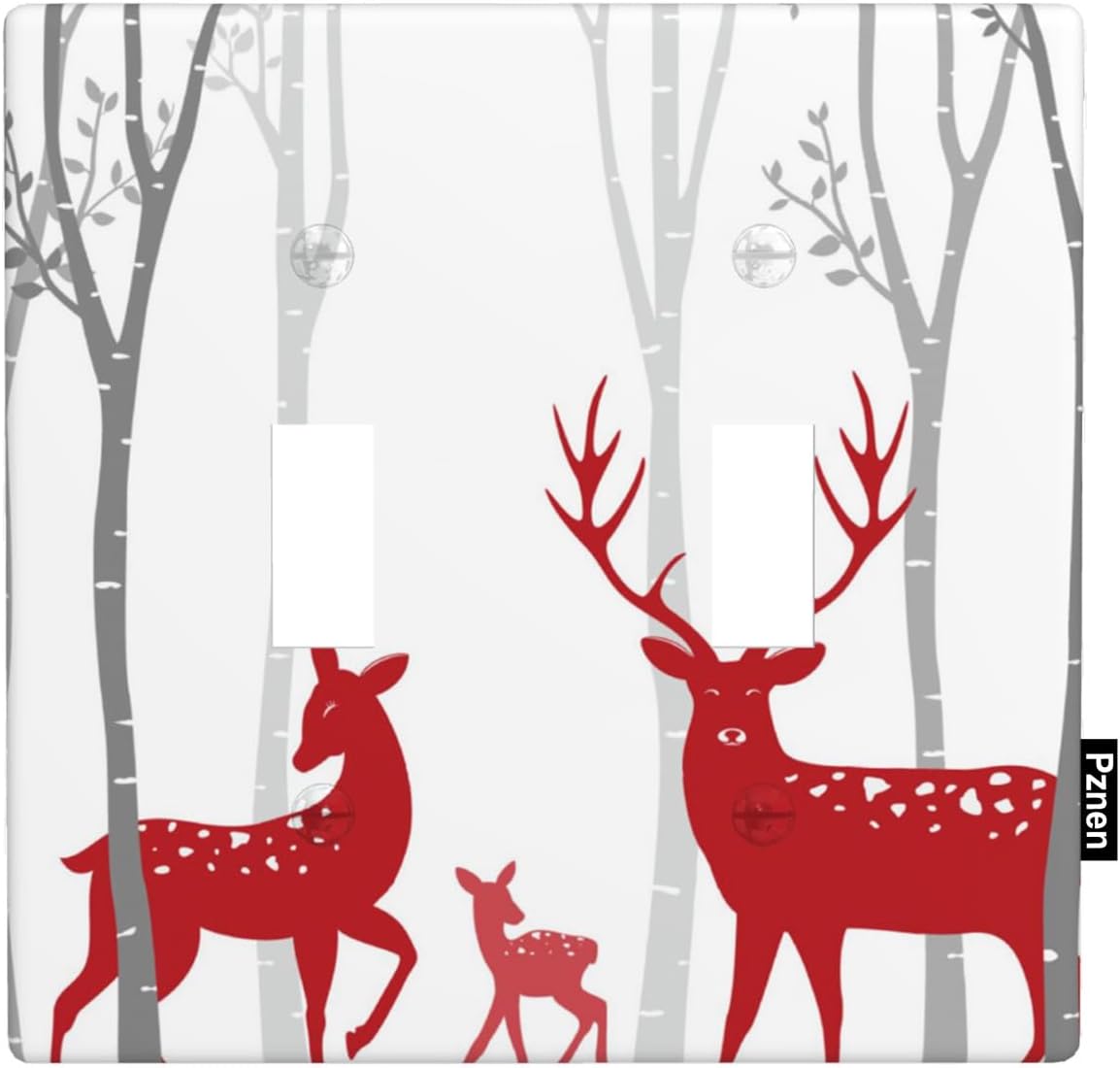 Pznen Deer Birch Tree Woods Light Switch Covers Winter Trees and