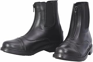 TuffRider Women's Starter Front Zip Paddock Boots - Water-Resistant Synthetic Horse Riding Boots for Ladies Equestrian Use