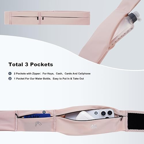 Miniatura 2 de Cinturón para correr para mujeres y hombres, a prueba de agua, riñonera con botella de agua, cinturones delgados de hidratación para bolsa de correr