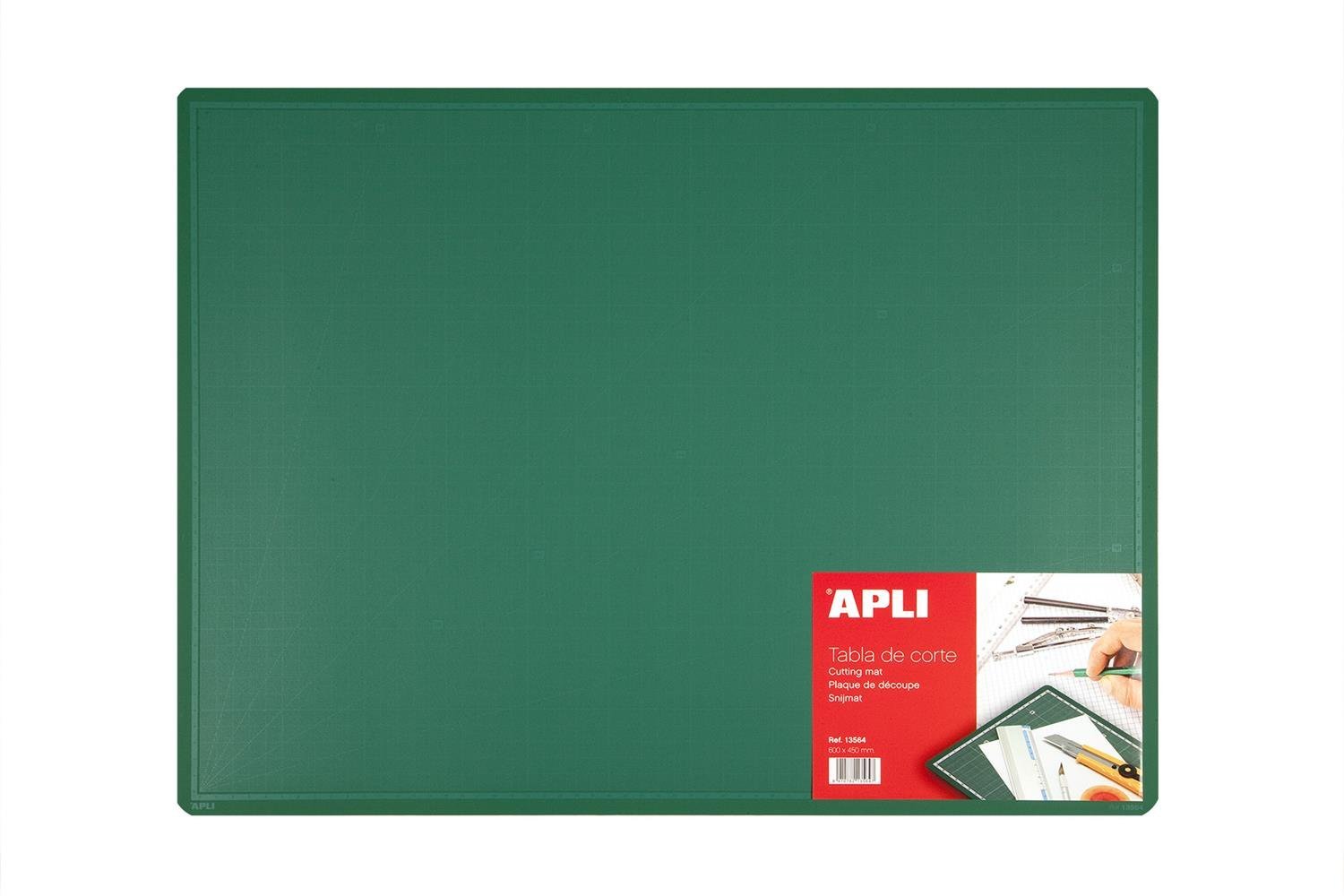 APLI 013564 Schneidematte PVC, 600 mm x 450 mm x 2 mm, grün