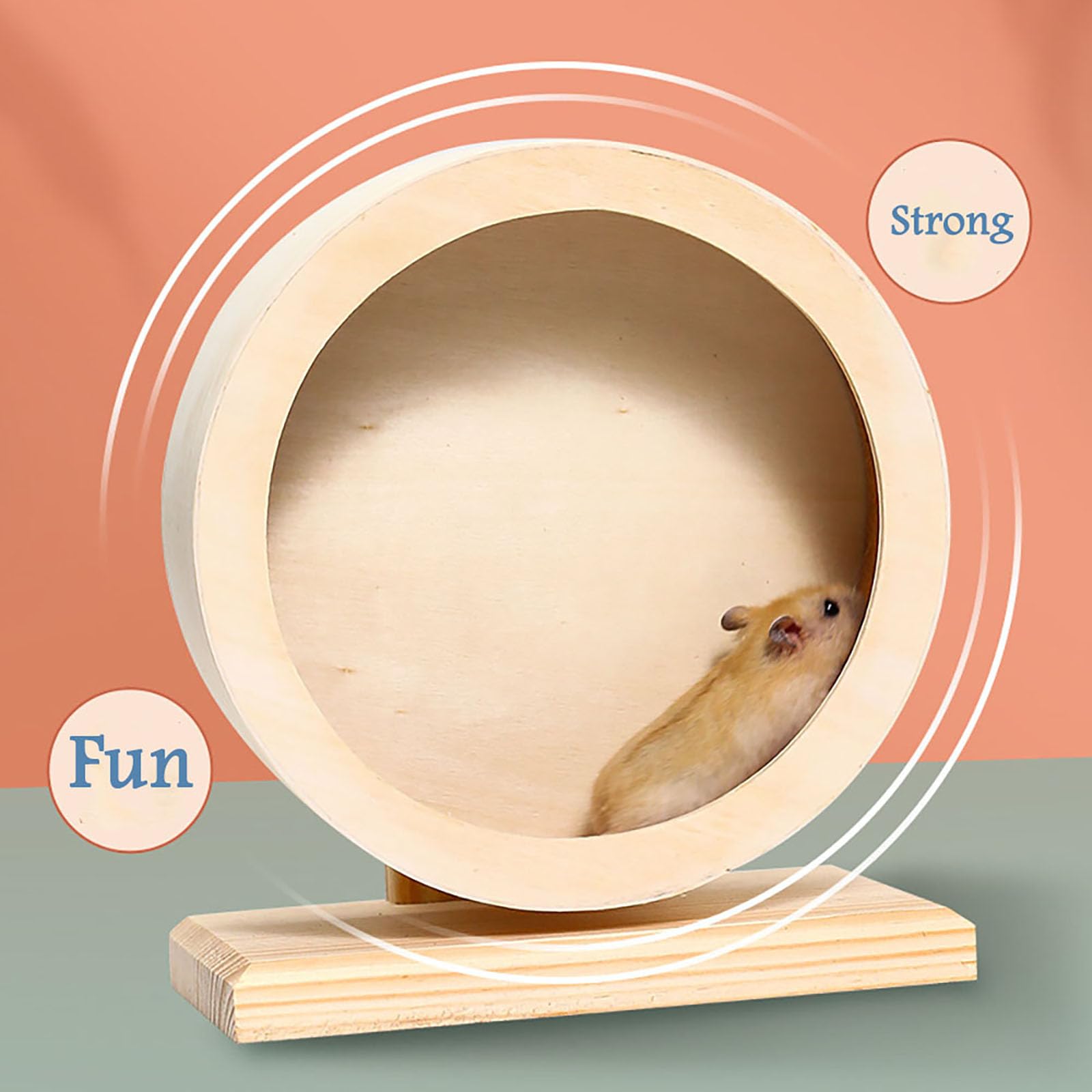 OMEM Roue d'exercice pour hamster, petits animaux en bois pour rat, cochon, chinchilla, gerbille, etc., L