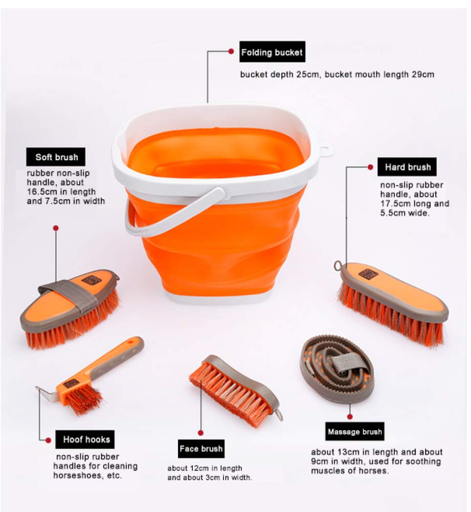 Horse Brush Set - Kit De Aseo para Caballos Equestrain Brush Comb Juego De Herramientas De Limpieza para Caballos 6 Piezas