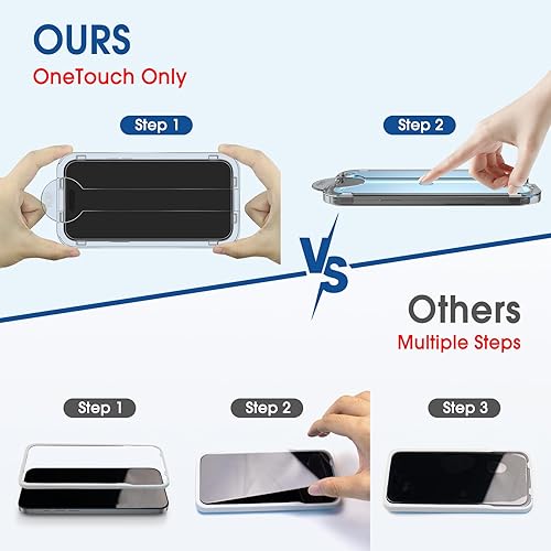 Miniatura 3 de amFilm Protector de pantalla OneTouch para iPhone 15 Pro Max de 6.7 pulgadas, vidrio templado + protector de lente de cámara, tecnología de