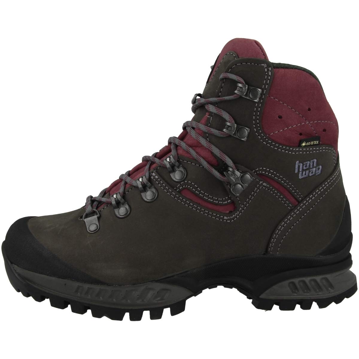 Hanwag Women's Running/Jogging Hiking Boot, Black Aphalt Dark Garnet 064356, 9.5