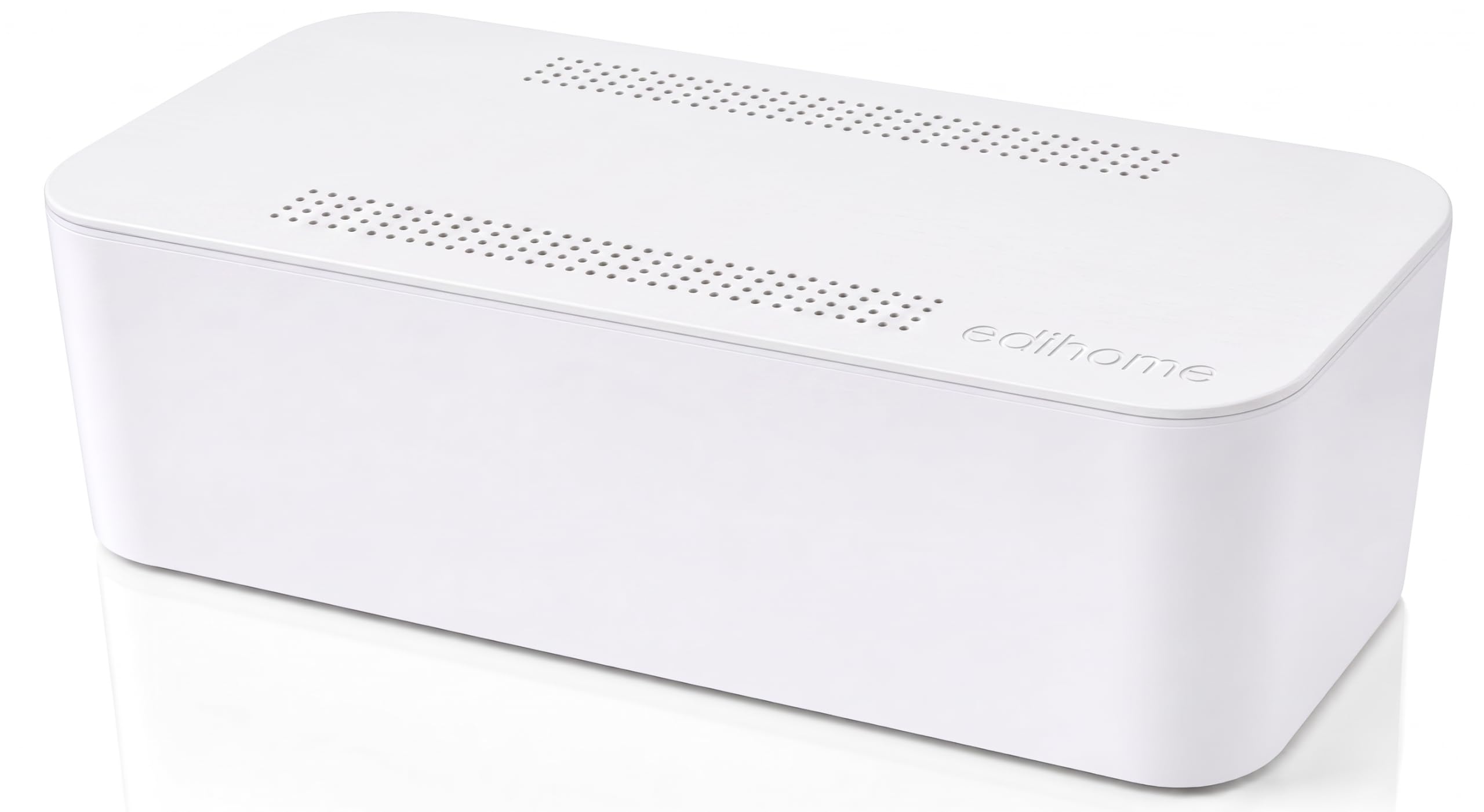 edihome, Caja Organizadora de Cables para Escritorio y TV, Caja para Ocultar y Guardar Regletas, Router y Cables, Organizador con Ventilación, Plástico ABS, 32x12x12 cm (Blanco)