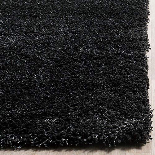 Image of Imra carpet 8 feet x 8 feet for Living Room Handwoven Fluffy Shag Thickness (240 X 240 cm) Color Black