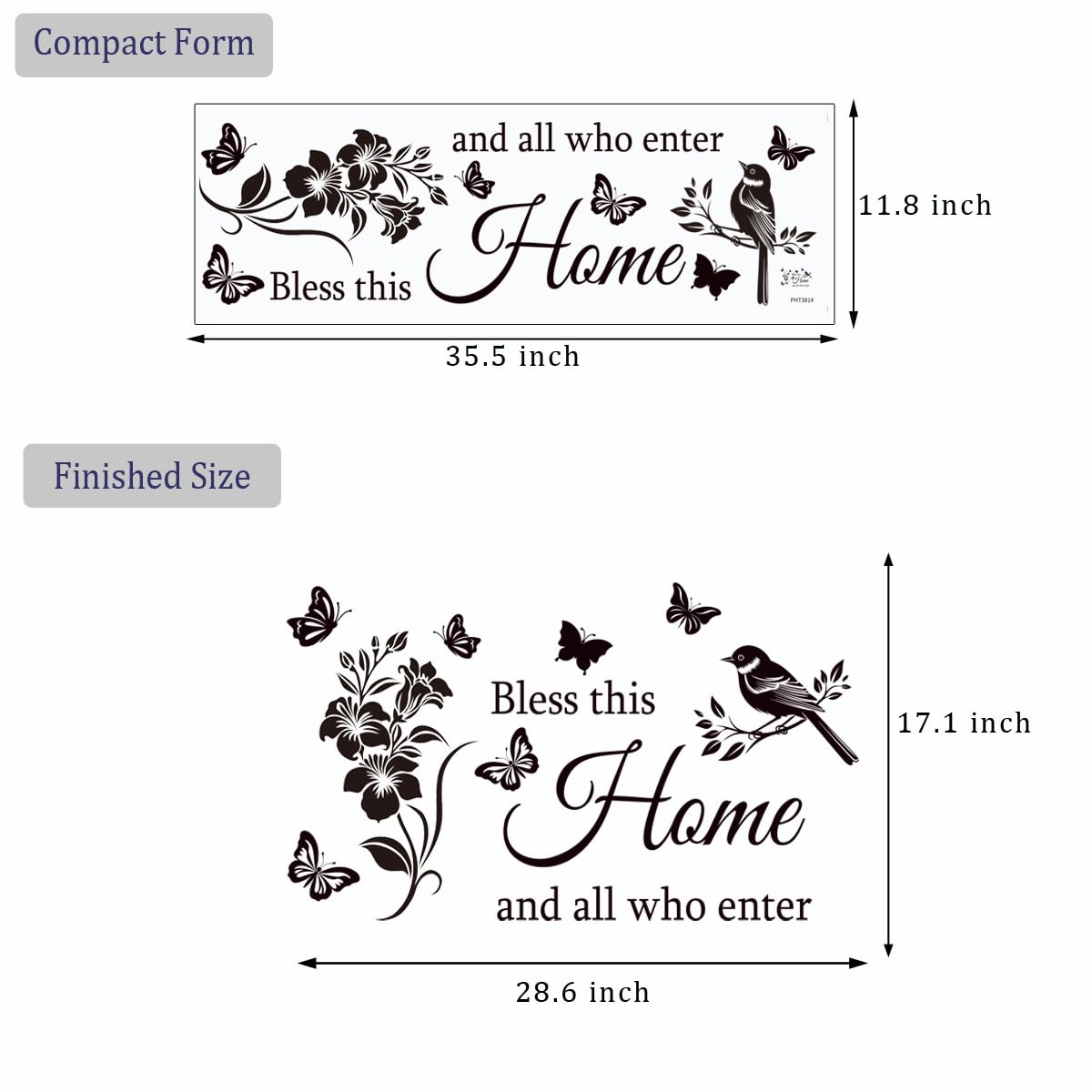 Pegatinas de pared inspiradoras para la familia, con cita en inglés "Bless This Home and All Who Enter Words", calcomanías de vinilo para decoración de pared, citas motivacionales para dormitorio.