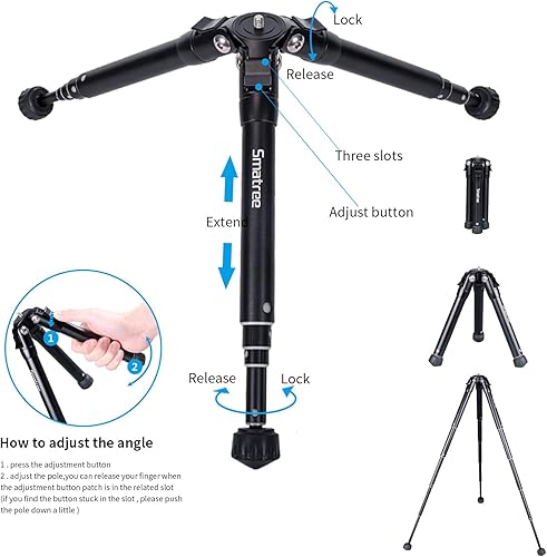 Vista 2 de Smatree Trípode extensible, altura ajustable, trípode de viaje de escritorio para Gopro/Osmo Mobile/Gimbal Handle Grip Stabilizer/Smooth 4/Crane