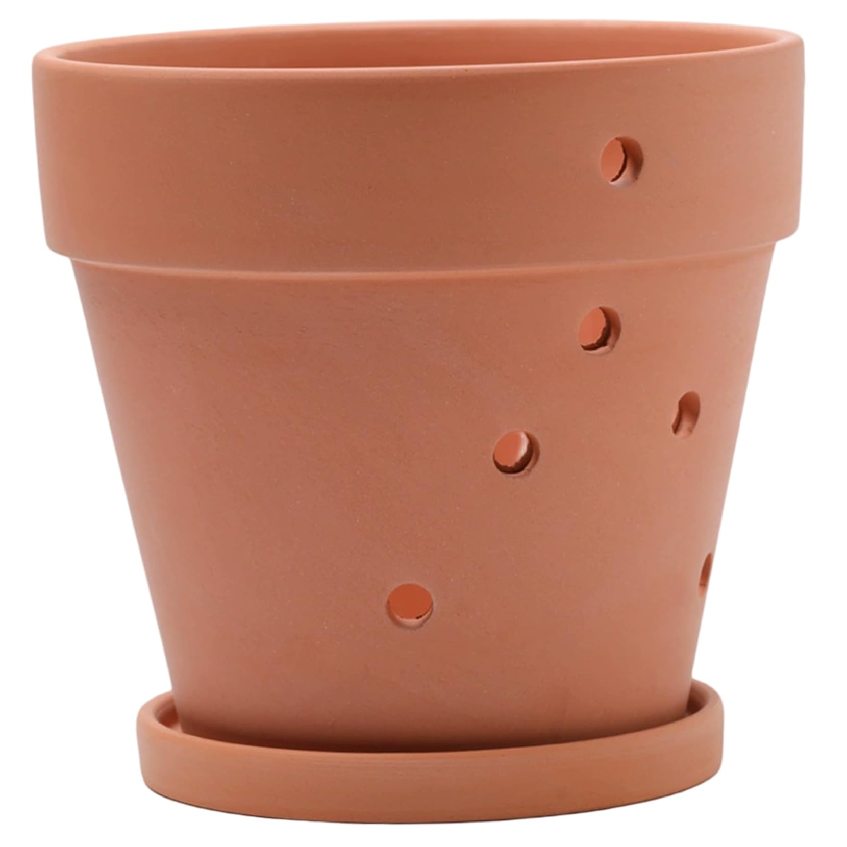 CAKEEYUM Orchid Pots with Holes Health Terracotta Pots with Saucer Repotting Orchid Planter for Indoor Outdoor Use 6×5in with Holes, Pot, Terracotta, Terra Cotta, Clay, C