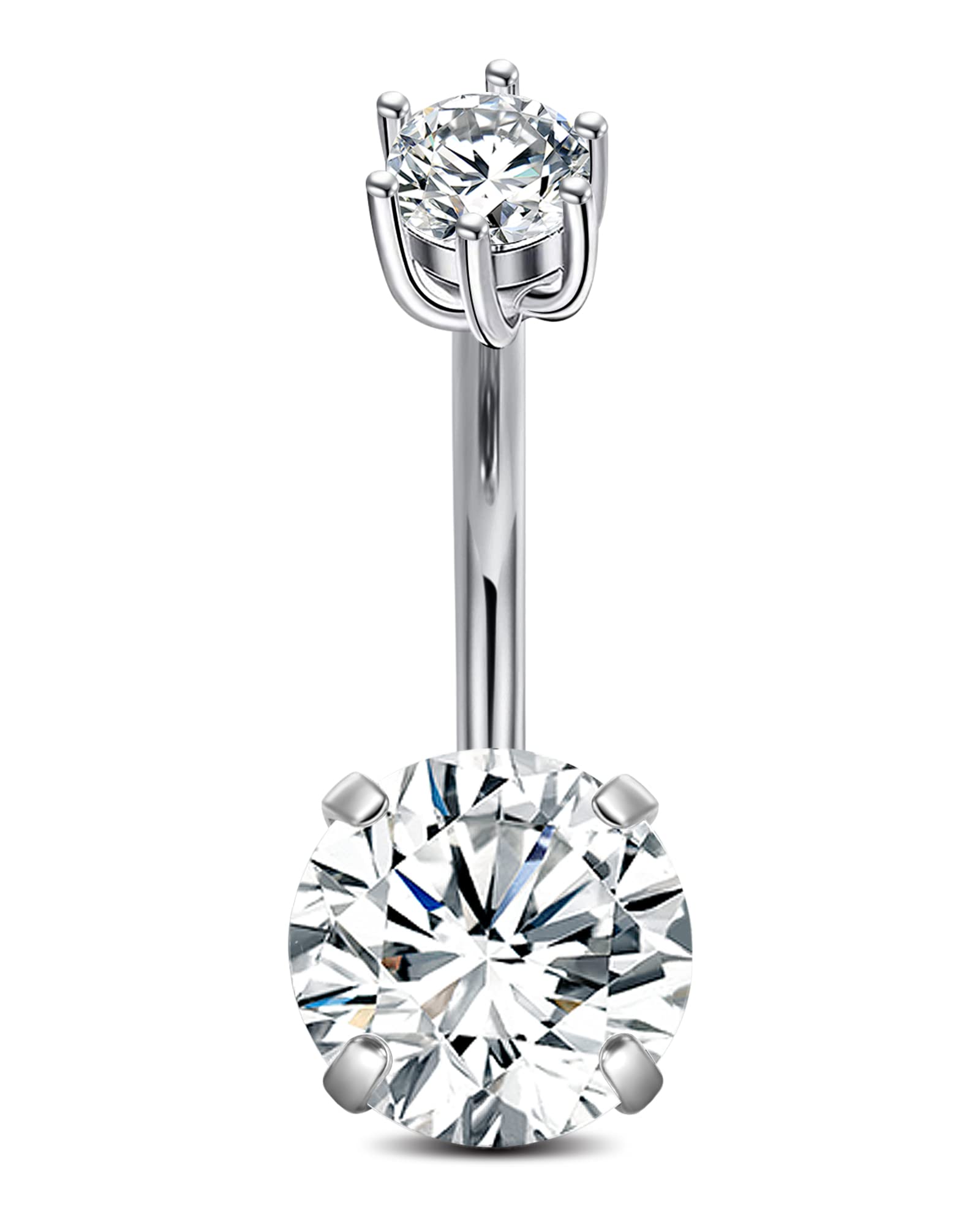 Crdifu925 Plata Sterling Piercing Ombligo 10mm con CZ 14G Piercing Vientre Joyería Mujeres