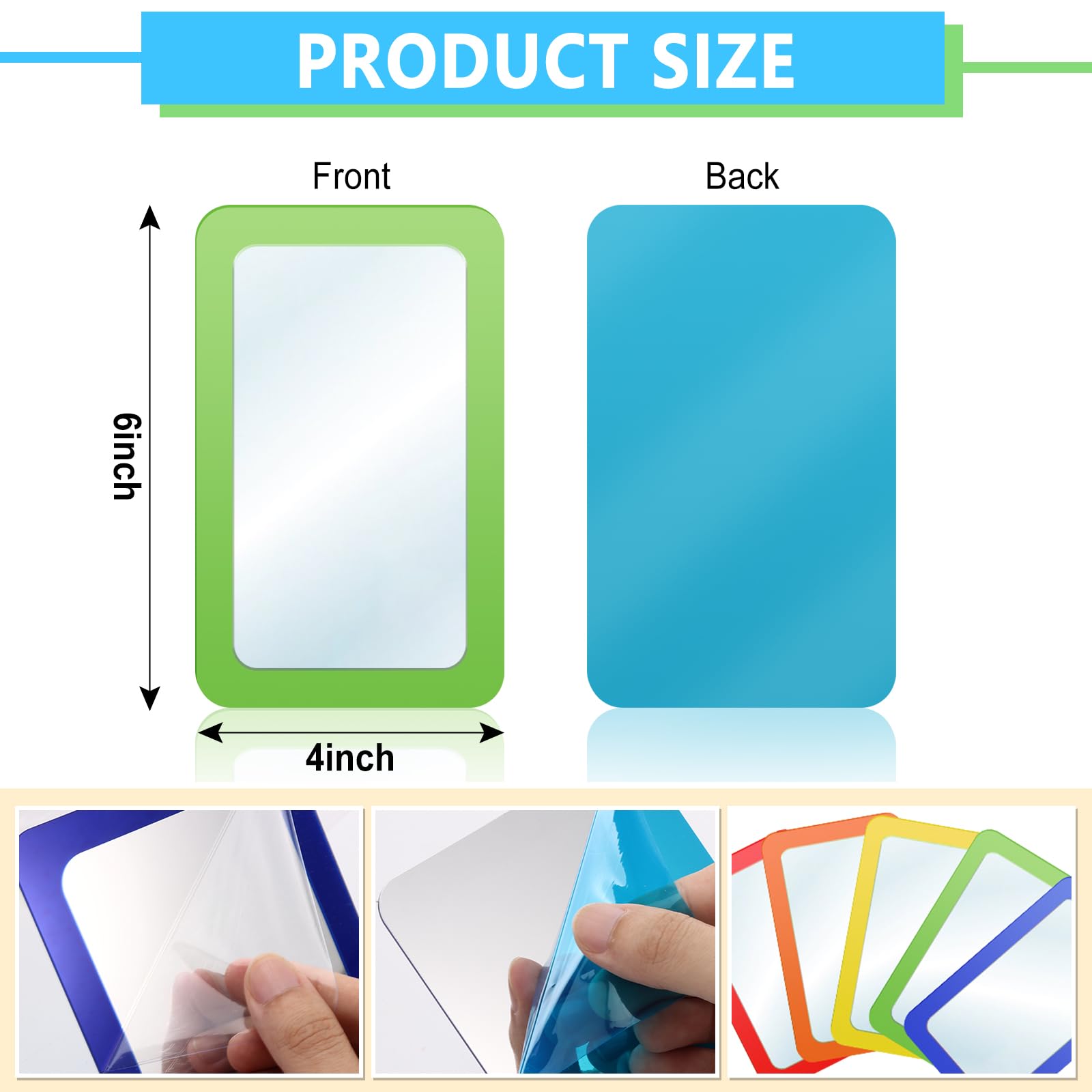 15 Pcs Small Mirrors for Kids 6 x 4 Inch Unbreakable Shatterproof Mirror for Crafts Square Round Corners Double Sided Preschool Facial Expression Classroom Mirror DIY Crafts ( 5 Bright Colors)