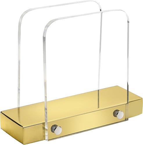 Miniatura 4 de Servilletero moderno para cocina, servilletero de pie para mesas, acrílico transparente y base de acero dorado, decoración de cocina y comedor