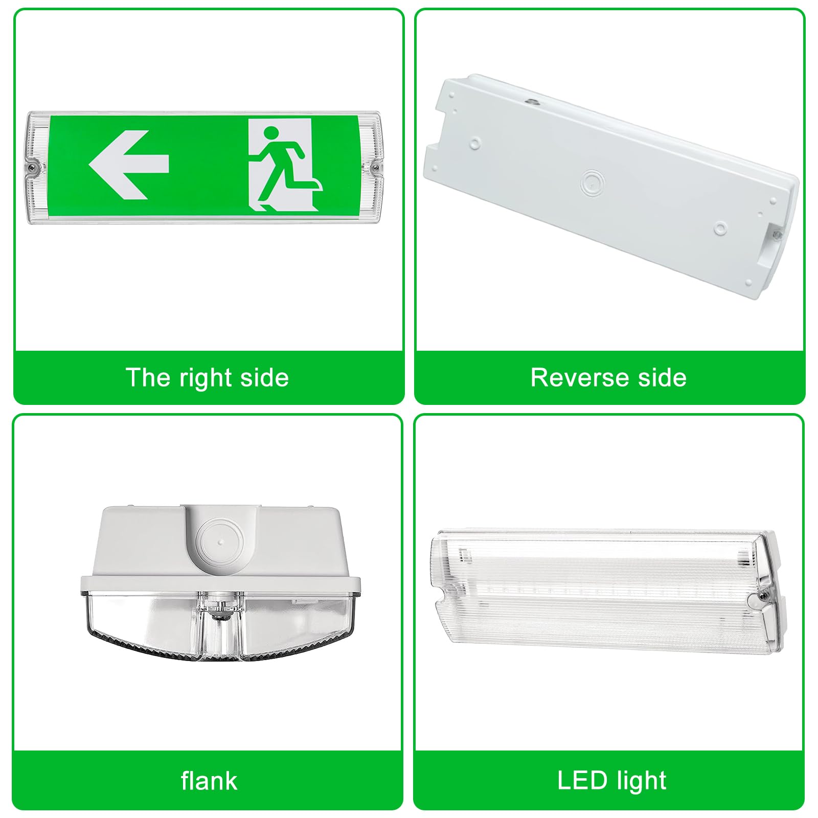 Vaileal Emergency LED Exit Sign Bulkhead: Emergency LED Fire Exit Light IP65 5W, Emerge Bulkhead Light with Legends - Image 4
