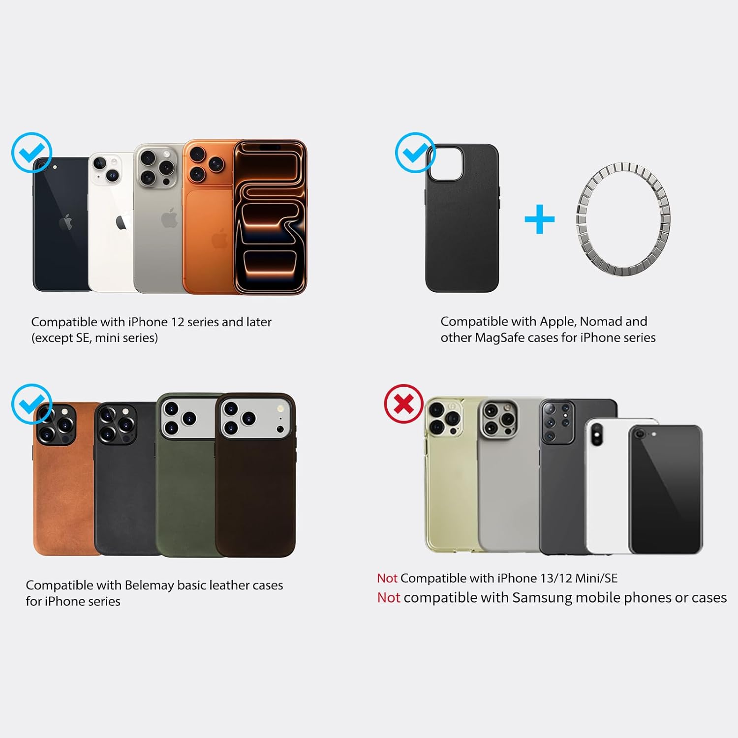 Belemay Strong Magnetic Wallet for MagSafe with Adjustable Stand, Full-Grain Leather Card Holder, Up to 5 Cards, RFID Blocking, Slim for iPhone 17/16/15/14/13/12 Series Men & Women - Saddle Brown - Image 9