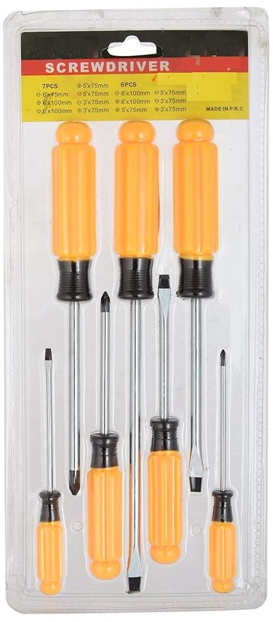 e-INFINITY Yellow Screw Driver Tool Kit Set Combination Screwdriver Set - Set of 7