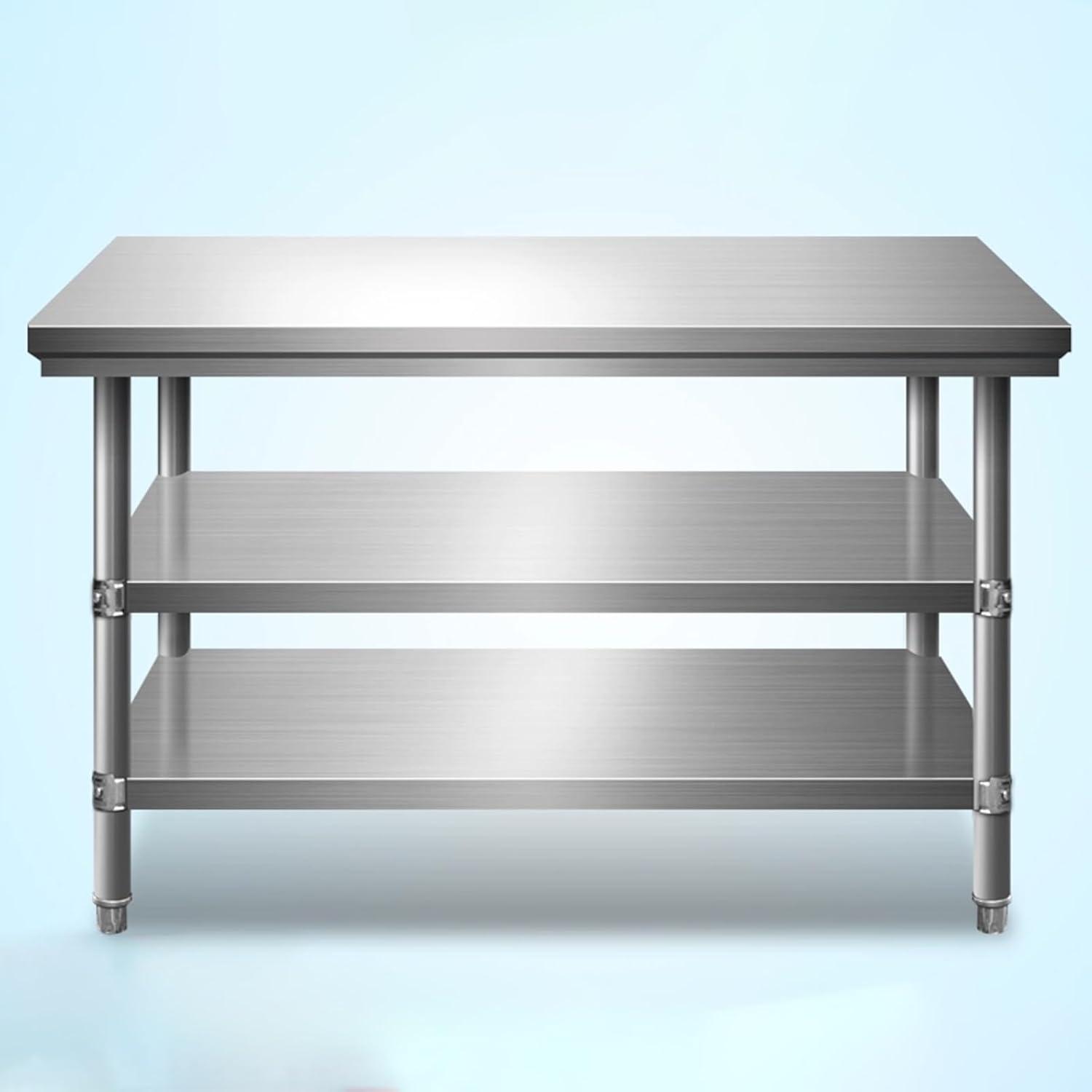 Stainless Steel Table, Commercial Kitchen Work Food Prep Table, Stainless Steel Catering Centre Table, Prep Worktable with 2 Adjustable Legs, for Outdoor Use, Restaurants, Hotels(80x40x80cm)