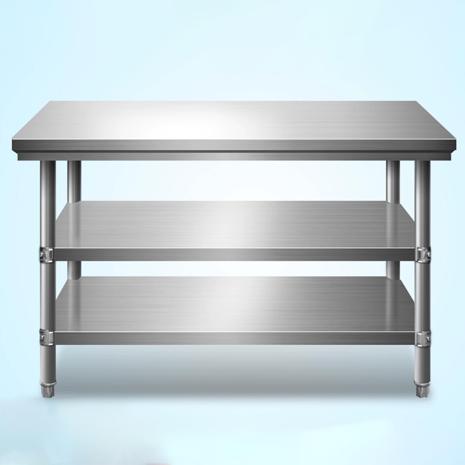 Tavolo da Lavoro in Acciaio Inox per cucine Professionali, Gambe Regolabili, tavsterni per ristoranti e Hotel, postazione di Preparazione Alimenti, Tavolo Centrale per Catering, 120x60x80 cm