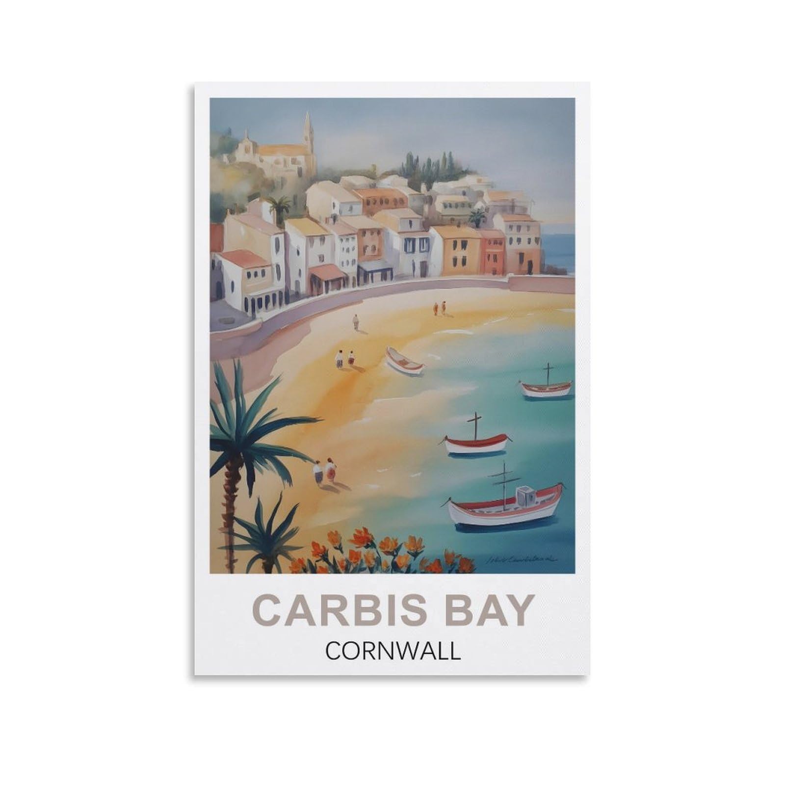 EZMLFA DIY Diamond Painting,Carbis Bay Cornwall 5D Diamond Art DIY Cross Stitch Crystal Rhinestone Embroidery Pictures Craft for Home Wall 30x40cm