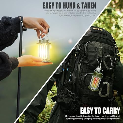 Miniatura 8 de Linterna de campamento recargable, 3 modos de luces de campamento regulables, 3200 mA de batería de alta capacidad, linterna de huracán, IPX4