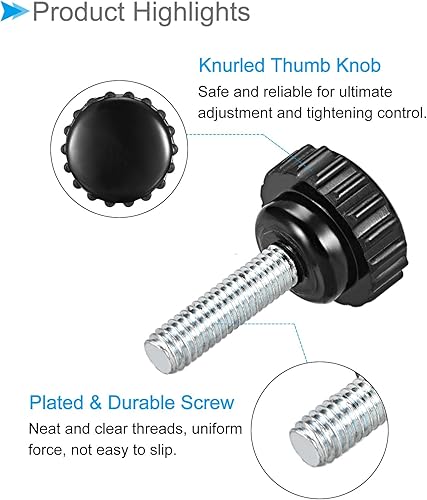 Miniatura 4 de CoCud Perillas de sujeción moleteadas, rosca macho M6 x 0.787 in cabeza de 0.827 in, pomos de plástico termoestable para tornillo de pulgar negro