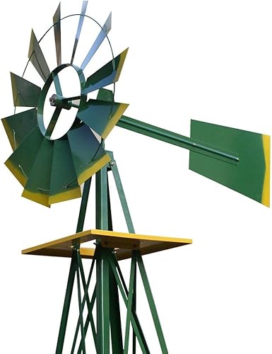 Miniatura 5 de Molino de viento de acero ornamental de 8 pies para jardín, paleta resistente a la intemperie, decoración para el hogar, jardín, patio trasero