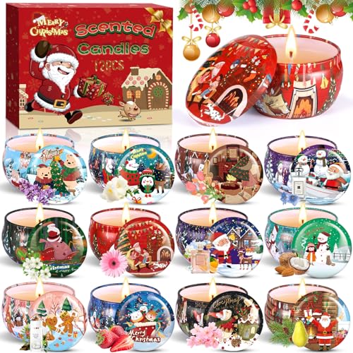 MULEVIP Duftkerze 12 Pack Duftkerzen Set,Duftkerzen Geschenkset,Sojawachs Kerzen Set für Damen,Weihnachtskerze Aroma Kerzen,Kerzen Geschenkset für Weihnachten,Geburtstag,Valentinstag,Muttertag,Yoga