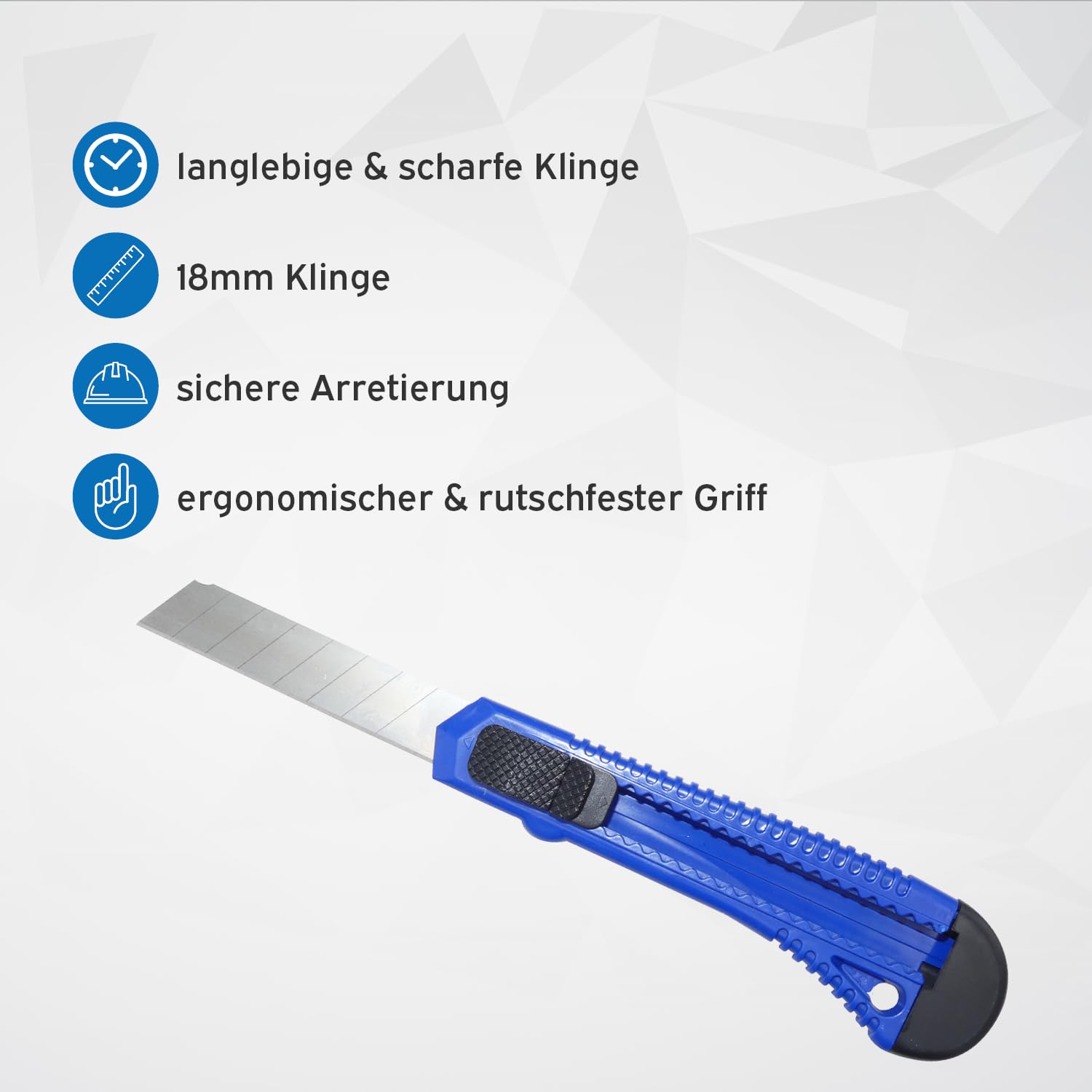 100x kör4u Cuttermesser, 18mm Abbrechklingen, Teppichmesser, Kartonmesser, Mehrzweck Messer, Allzweckmesser, Messer für Schneidearbeiten