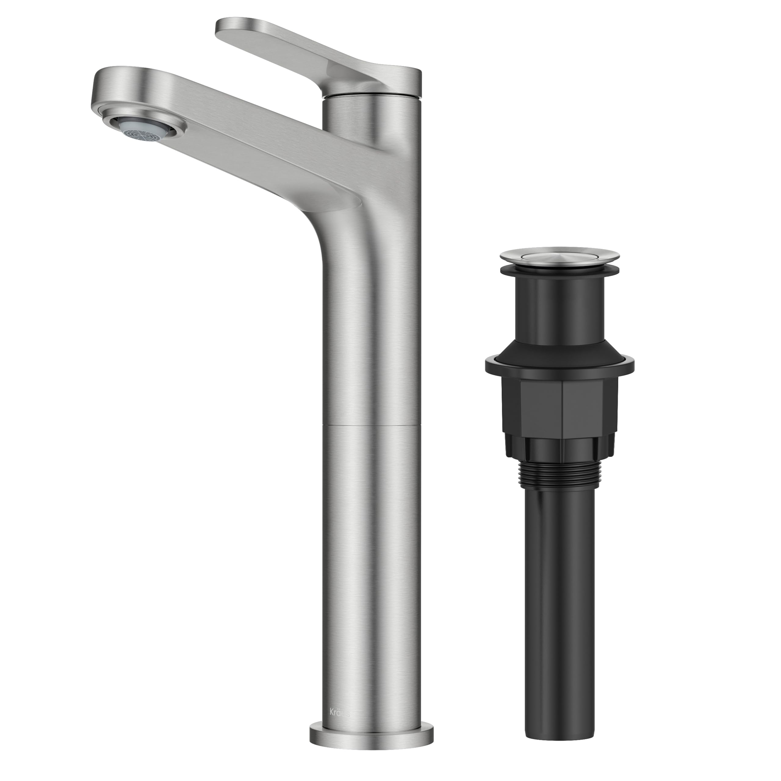 Kraus Indy KVF-1410SFBN Bathroom Sink Faucet Stain-Free Brushed Nickel Single Handle Pop Up Drain and Supply Lines