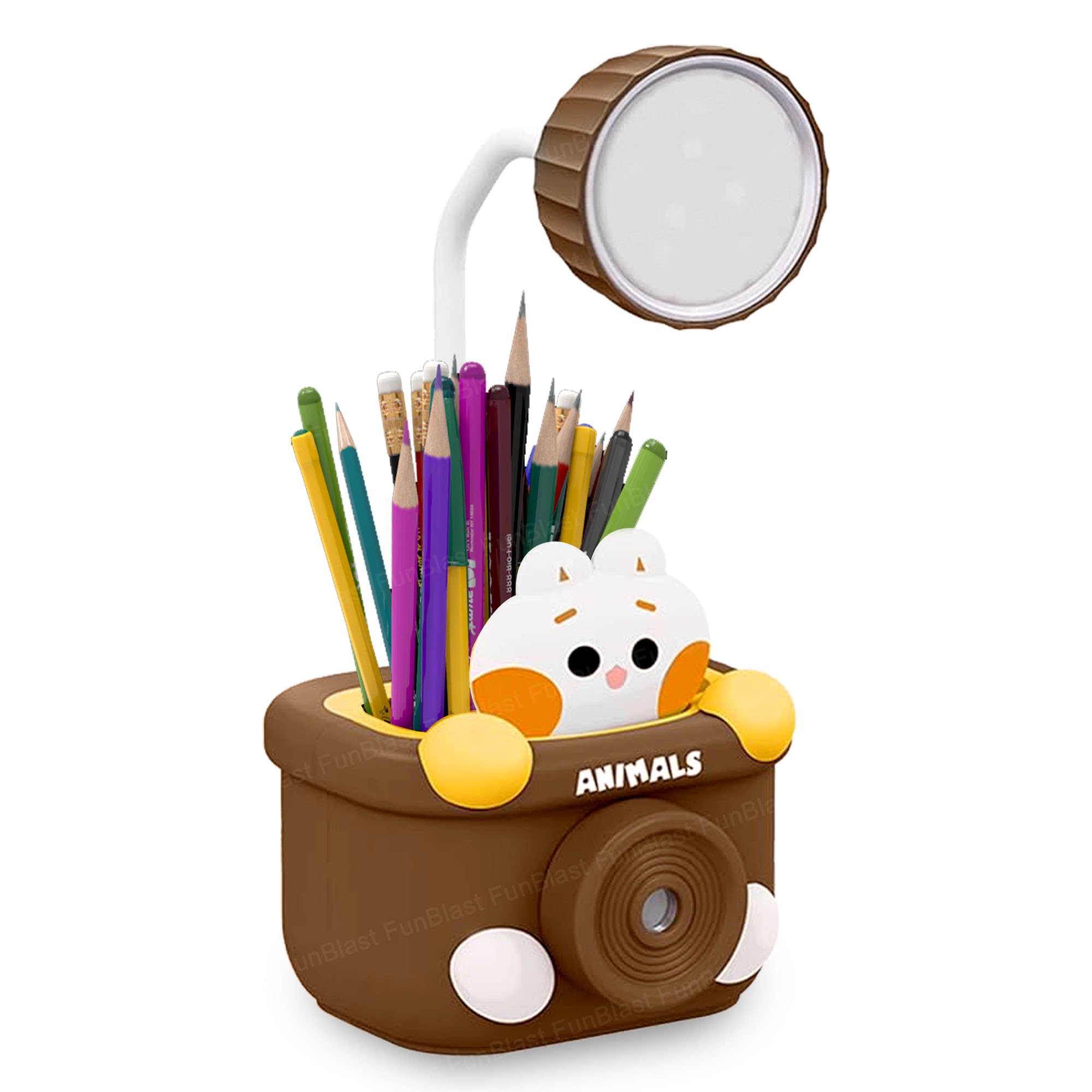 FunBlast Plastic Table Lamp - Rechargeable Desk Lamp With Pen Holder & Sharpener, Study Desk Light For Study Room/Home/Office (Pack Of 1 Pcs, Multicolor), LED-image-32
