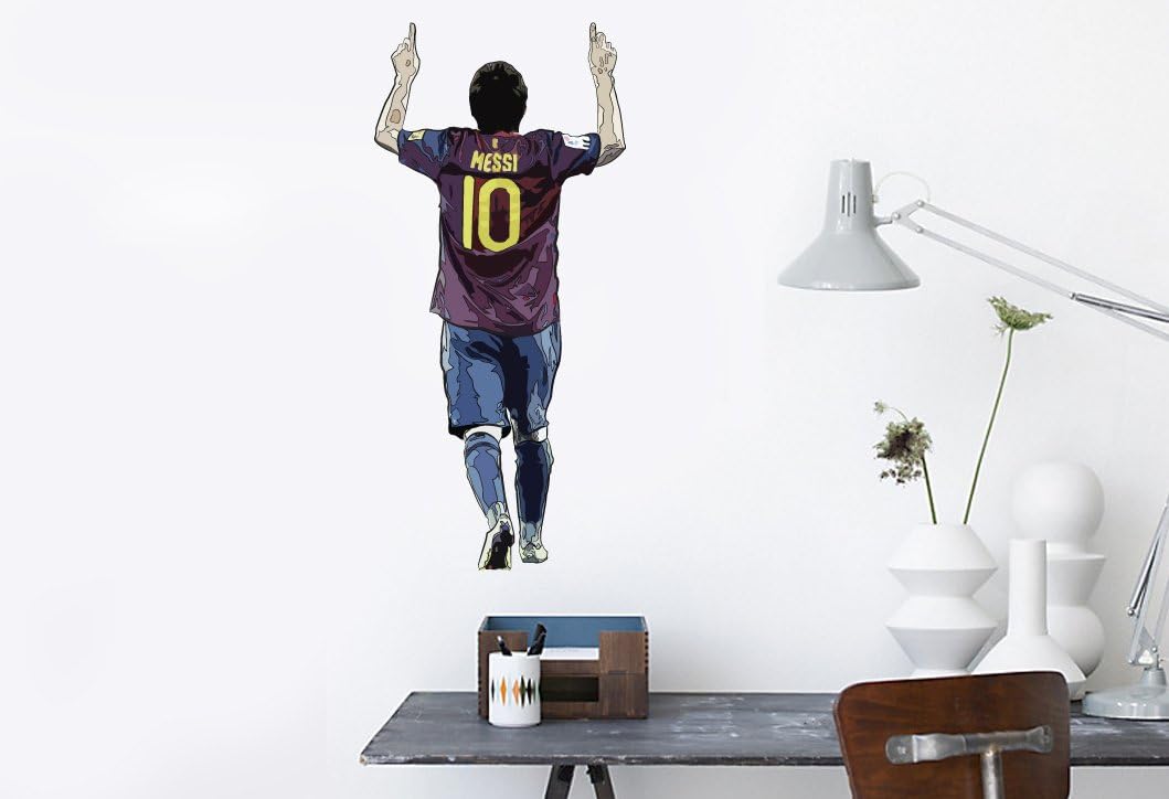 Lionel Messi Barcelona Wall Sticker Decal Football Art Print for Home Bedroom Mural (Black)