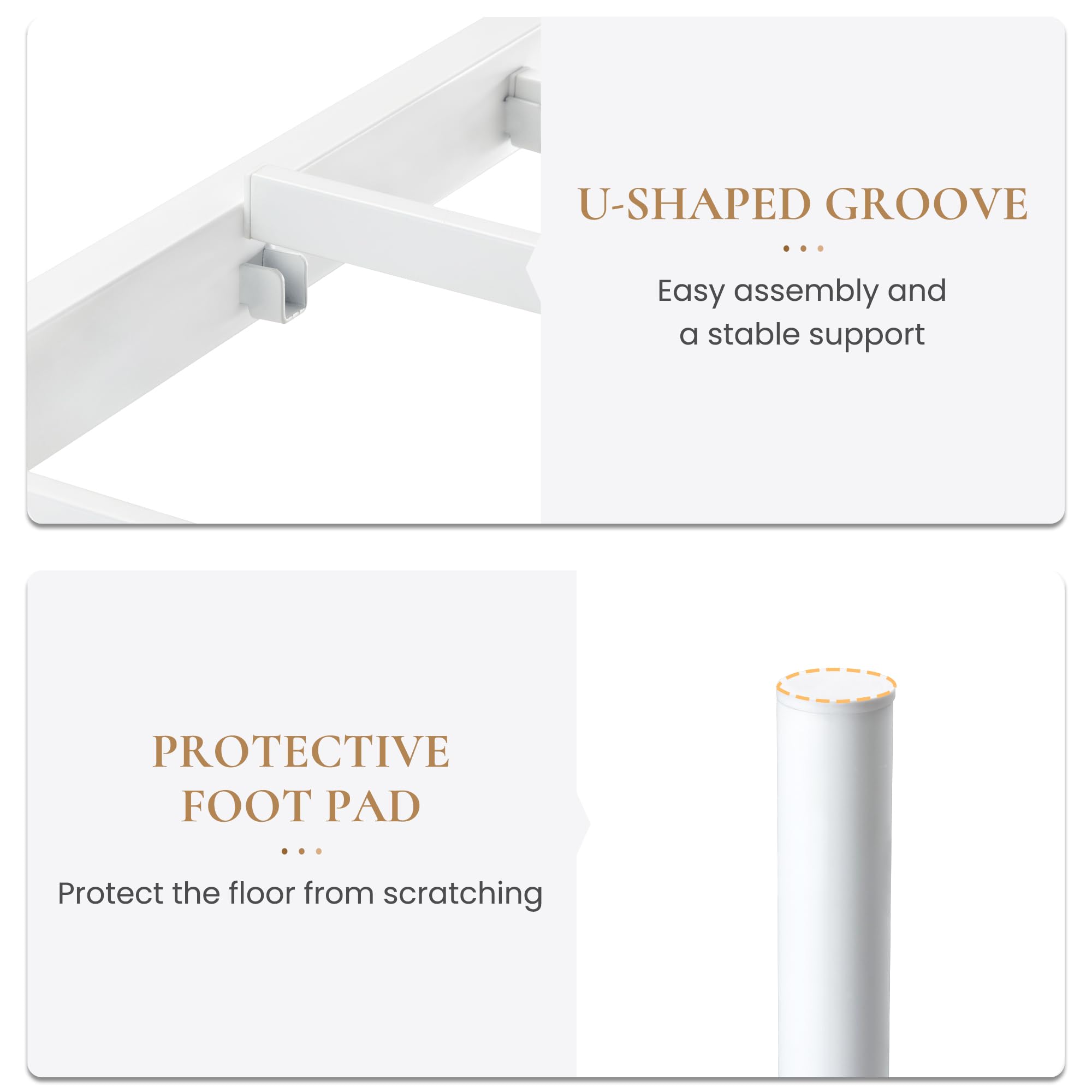 SHA CERLIN 14" Queen Size Metal Platform Bed Frame/Victorian Headboard and Footboard/Steel Slats Mattress Foundation for Storage/No Box Spring Needed/Noise Free/Black: White Twin