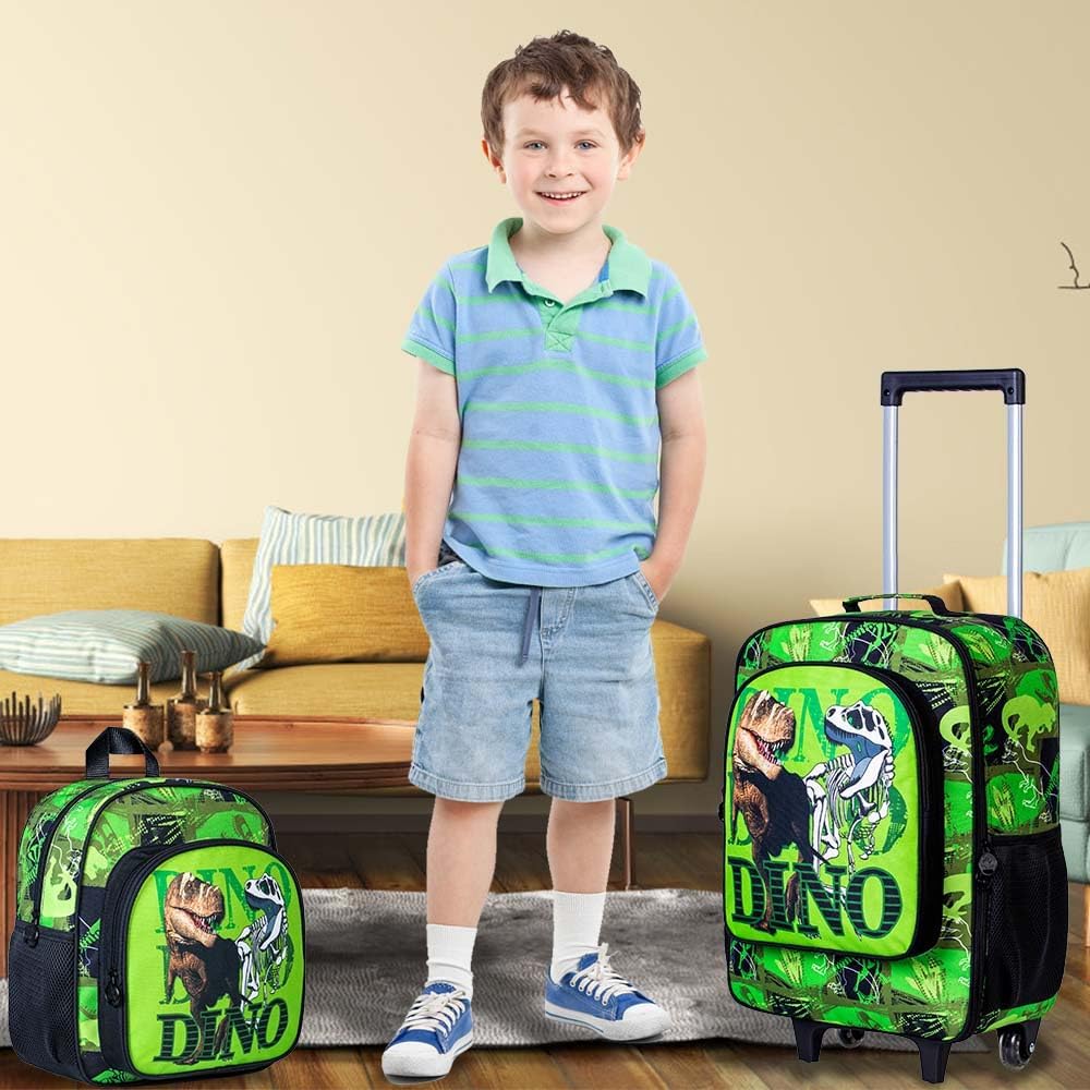 WZLVO Kids Luggage for Boys and Girls, Cute Dinosaur Unicorn Rolling Wheels Suitcase for Toddler Children