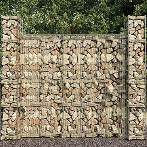 vidaXL Mur en Gabion avec Couvercle Panier à Pierres Panier de Gabion Clôture Barrière Jardin Patio Extérieur Acier Galvanisé 600x50x200 cm