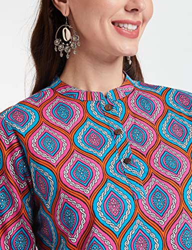 Image of Amazon Brand - Myx Women Printed Regular Cotton Short Kurti (Available in Plus Sizes)