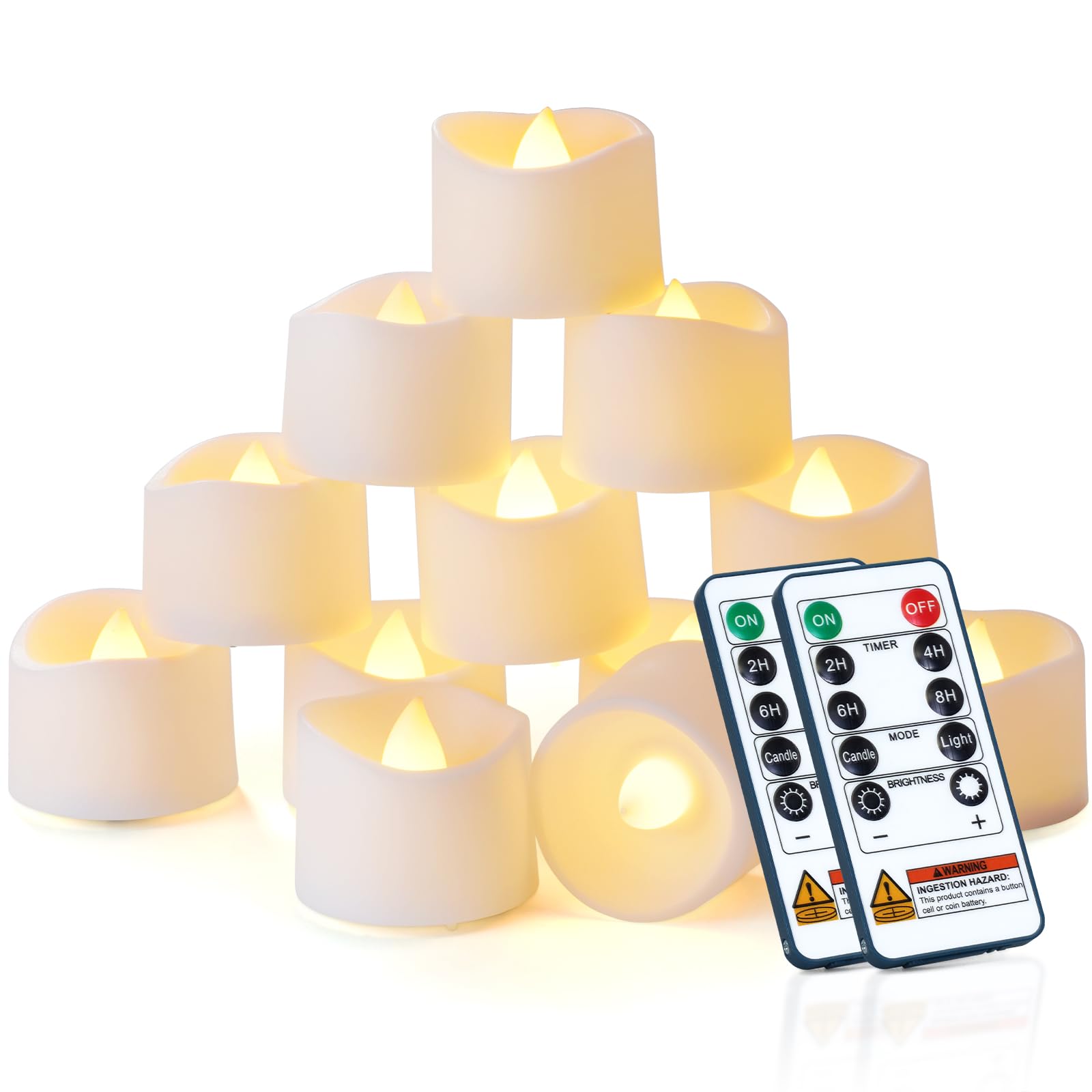 Homemory 24 lumini LED con timer remoto, 400+ore tremolanti senza fiamma, candele votive a batteria, per illuminazione da tavolo, centrotavola, decorazione per le vacanze