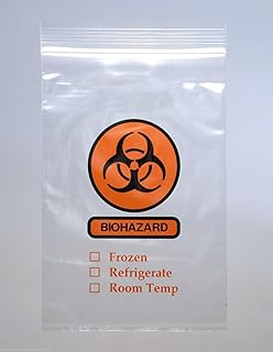 SHIELD BAG Lab Specimen Transfer Bags, 6 x 10 Inch, 3 Wall, 1000 Biohazard Bags with Frozen, Refrigerate, Room Temp Print