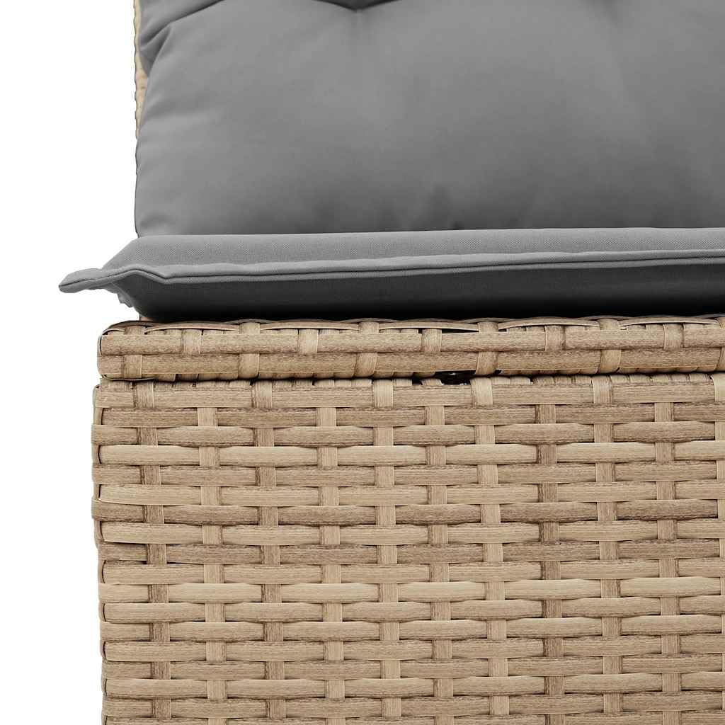 Chaise de Jardin sans Accoudoirs avec Coussins, Résine Tressée Beige, Siège avec Housse, Meuble de Terrasse Extérieur