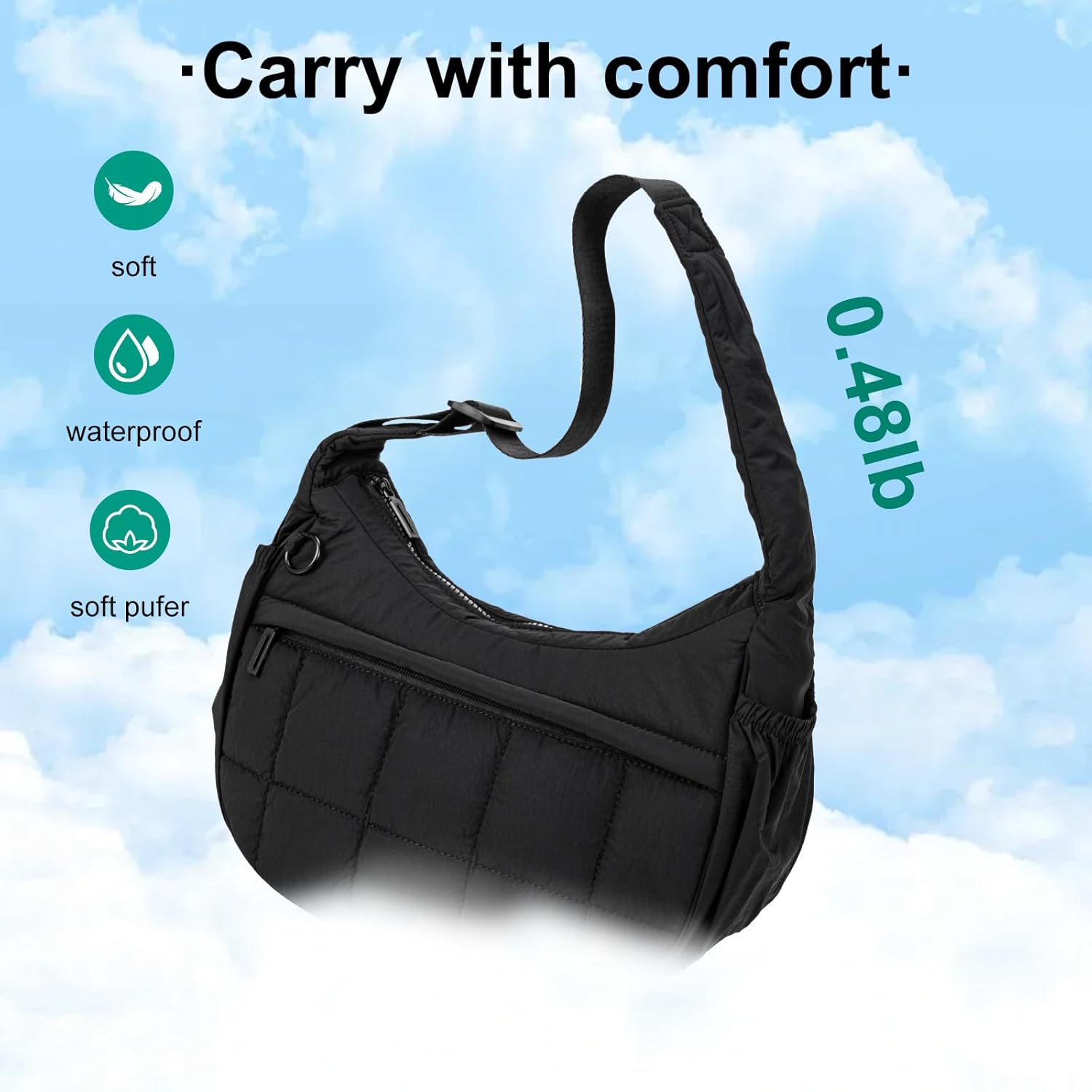 Shoulder Bag for Women Small Puffer Purses Crescent Bag Hobo Handbags with Adjustable Strap for Daily - Image 6