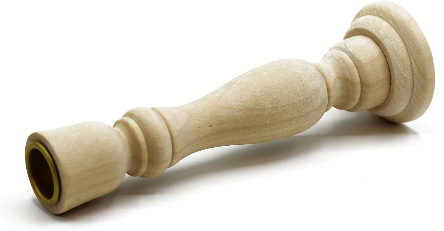 Creative Hobbies Unfinished Wooden Candlesticks with Metal Candle Holder Cup Center - Wholesale Pack of 6 (7 Inch)