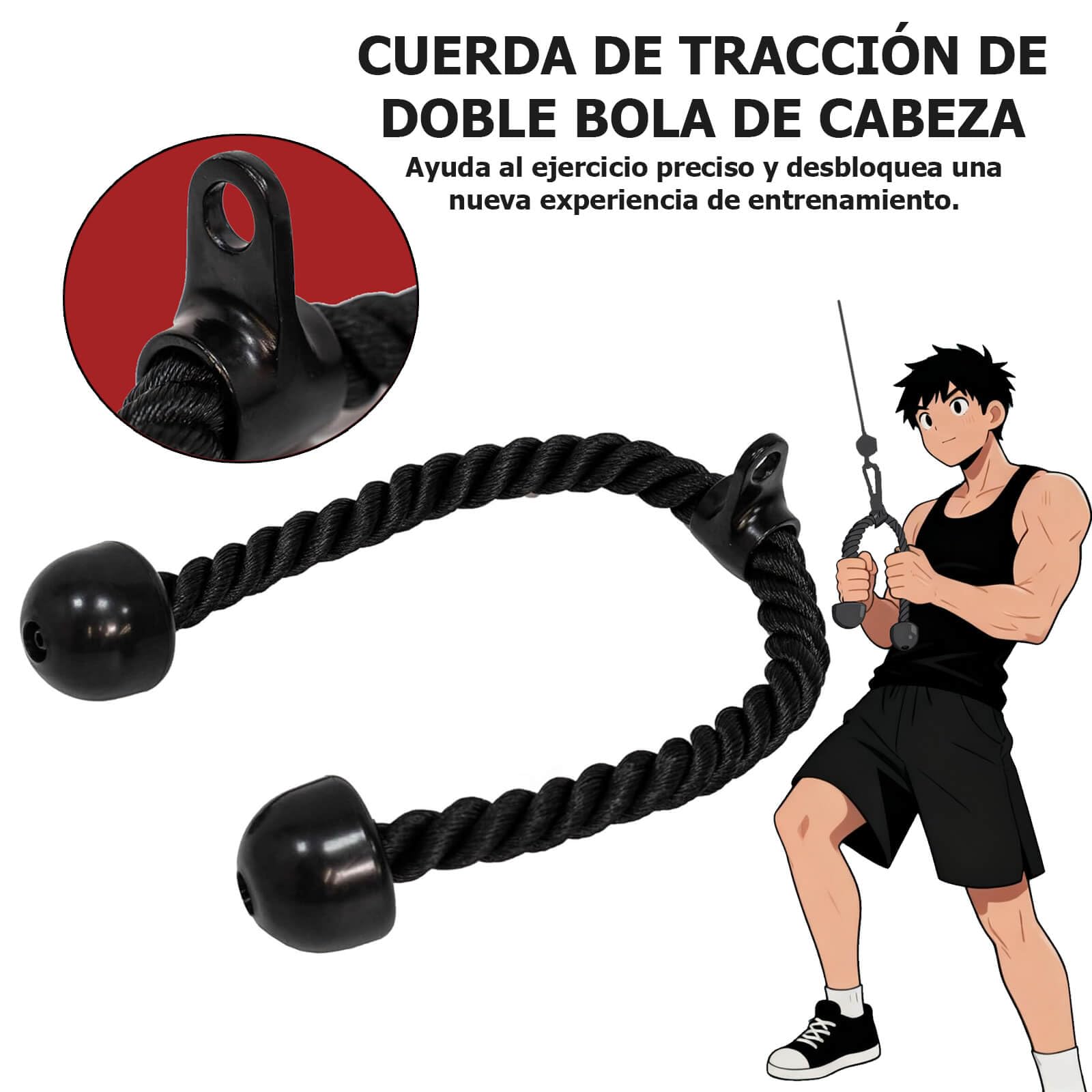 Agarres Poleas Gym, Kit de Cable Triceps con Mango en V y Cuerda Doble, Negro, 5 Piezas para Entrenamiento de Fuerza,Polea Gimnasio Casa