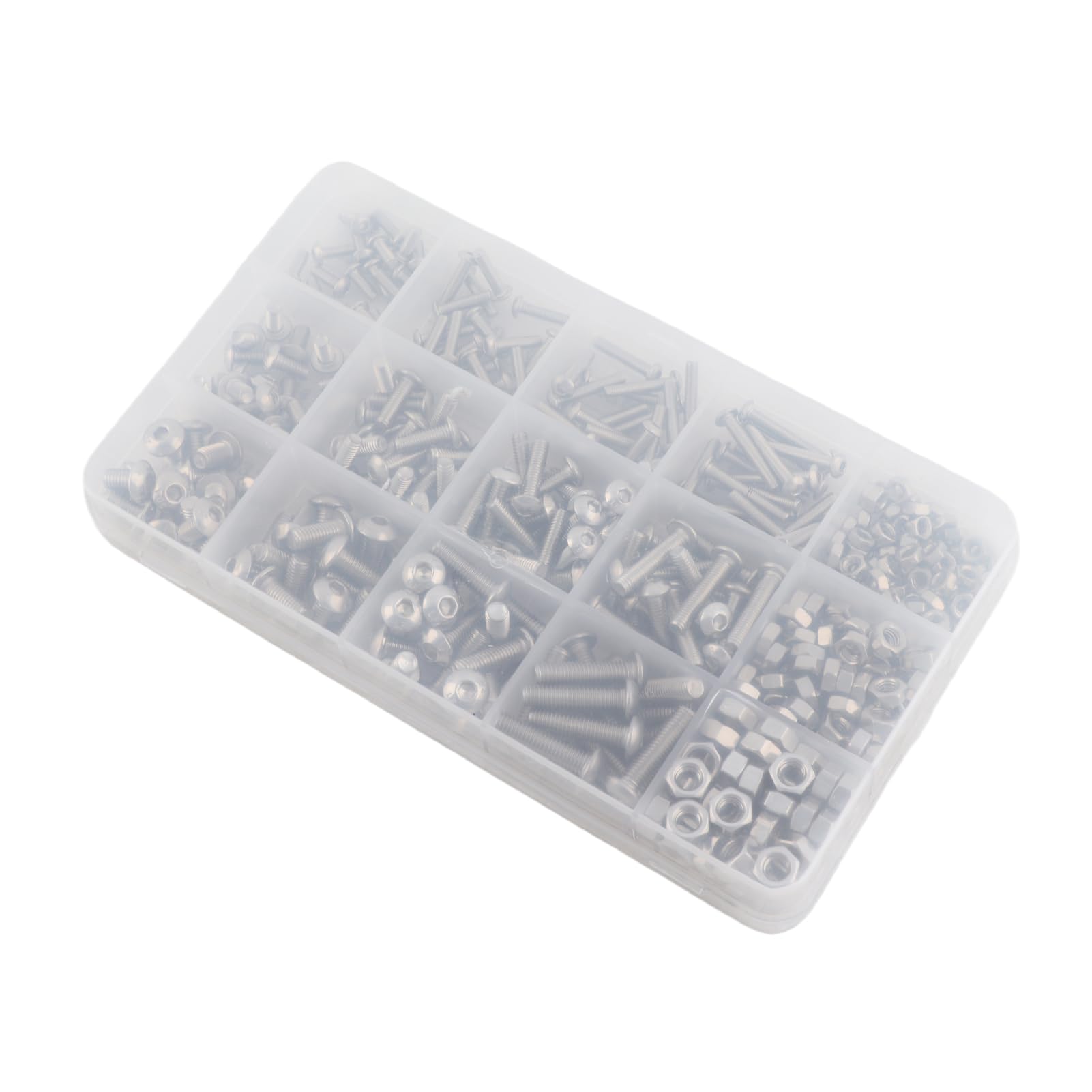 440-teiliges Muttern-Bolzen-Schrauben-Set aus Edelstahl, Sortiment M3, M4, M5, tragbares Hardware-Set für Maschinen, Möbel, Autoreparatur, langlebig, 304 Edelstahl, verschiedene
