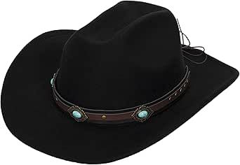 Western Cowboy Hut Schwarz - Filzhut Mit Strassband Für Damen & Herren