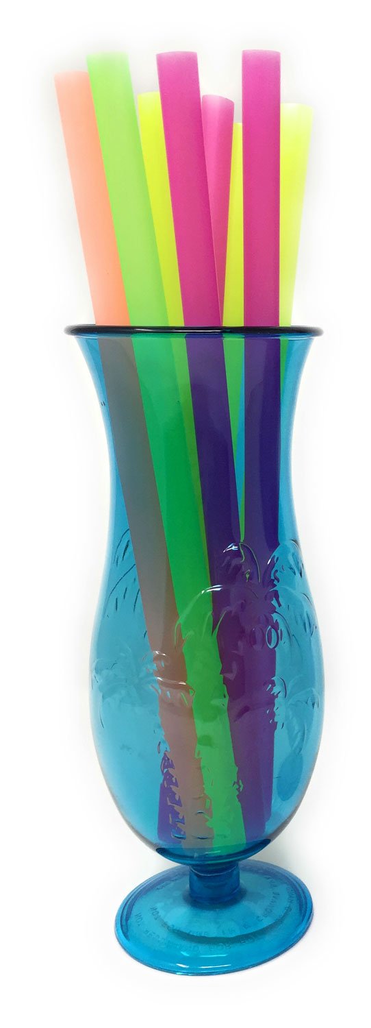 Extra Large Plastic Straws, Great for Smoothies, Extra Wide Straws With Mammoth 1/2 Inch Diameter, Neon Colors, Bulk Smoothie Shake Straws - 200 Pack - Variable Lengths (1, 10.5 inch)