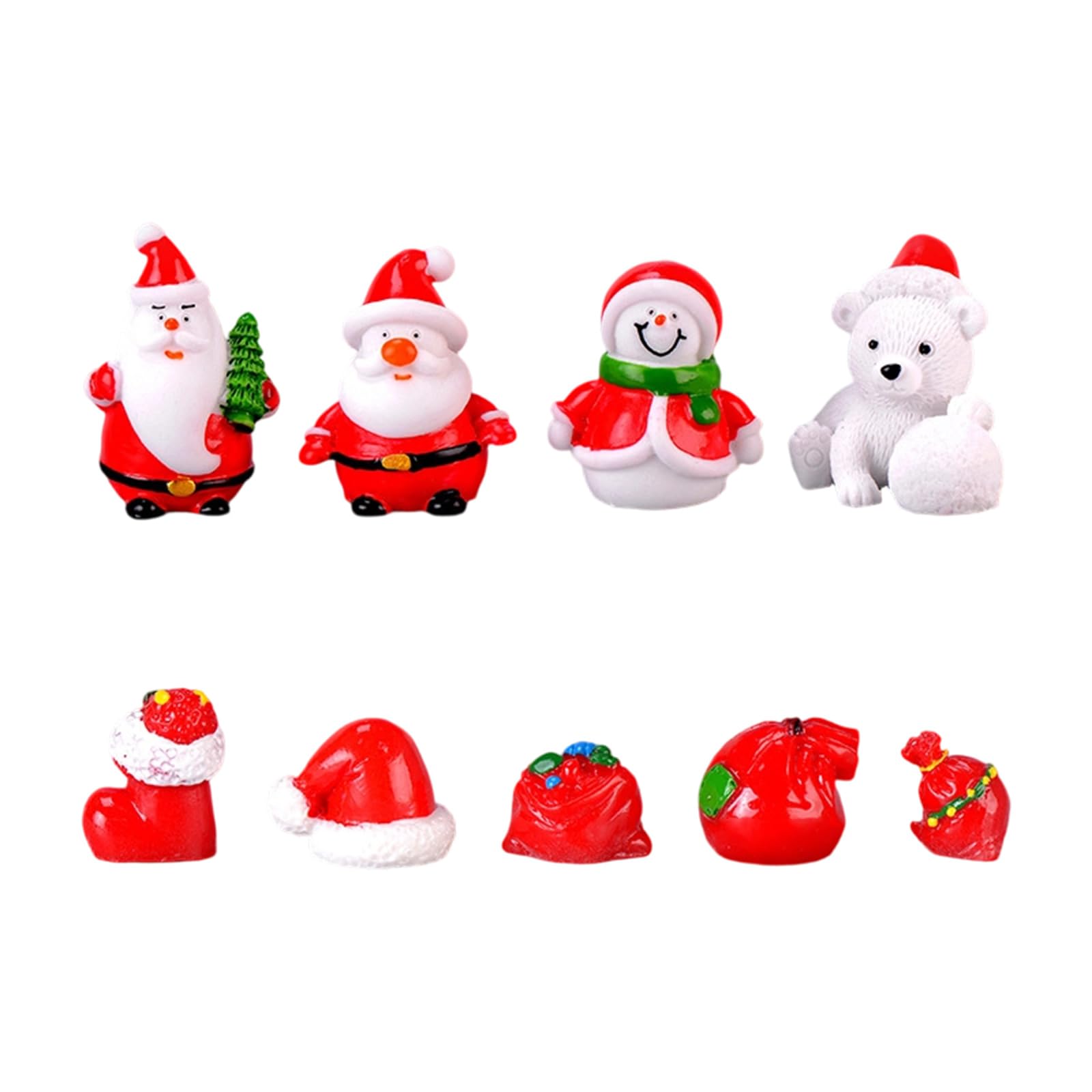 Coolhood Multicolor 3 9 Resin Santa Snowman Figurines Handcrafted Holiday Decorations, Christmas Tabletop Ornaments For Home Shelf Display, Festive Miniature Holiday Resin Statues